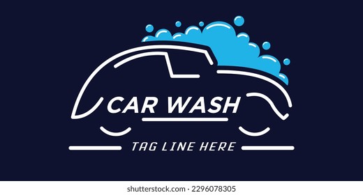 Automotive wash or car wash logo with creative car shape and bubble design vector