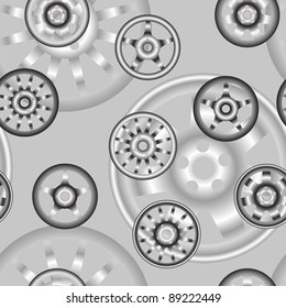 automotive wheel with alloy wheels. Seamless wallpaper.