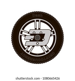Automotive wheel with the disc in the form of an icon cryptocurrency dash