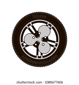 Automotive wheel with the disc in the form of an icon cryptocurrency ripple