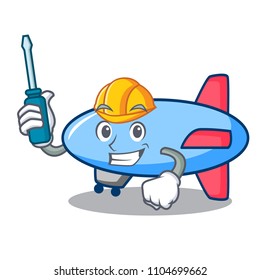 Automotive zeppelin mascot cartoon style