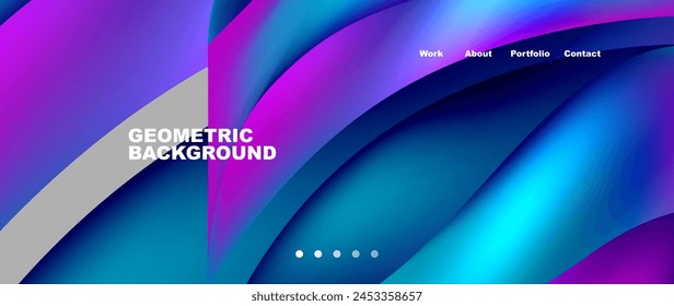 An automotiveinspired design with blue and purple waves, incorporating shades of azure, violet, aqua, magenta, and electric blue. The font style reflects modern technology in automotive lighting Vektor Stok