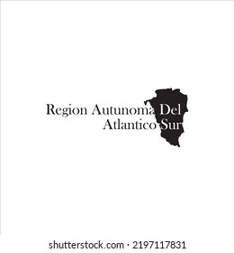 Autonoma Del Atlantico Sur Region map and black lettering design on white background