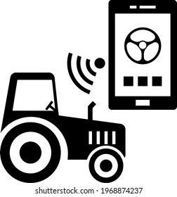 Vehículo agrícola agrícola autónomo Vector Icon Design, símbolo de agricultura inteligente sobre fondo blanco, Signo de agricultura digital, ilustración de material de cultivo satelital, tractores autoconducidos Concepto