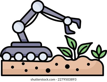 Concepto Autónomo de Robot Agrícola, diseño de ícono del vector final, símbolo de cultivo inteligente, signo de agricultura electrónica, ilustración de la revolución agrícola digital