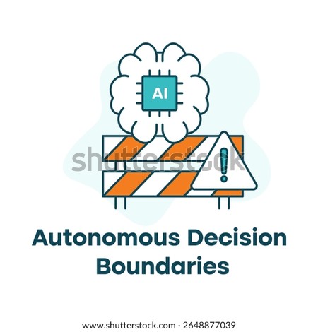 Autonomous AI Boundaries Icon, AI Decision Limit, Safe AI System Vector