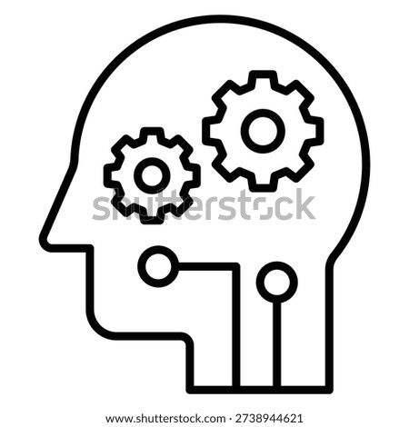 Autonomous ai engineering concept icon within automation robot head with gear controlling algorithm system. Agentic AI innovation cognitive data driven for digital and construction technology business