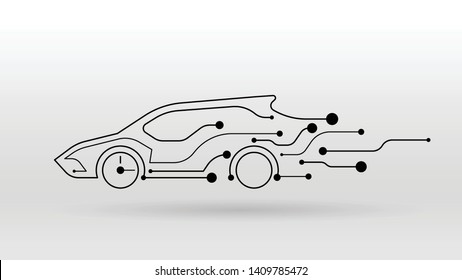 Autonomous Artificial Intelligence Smart Car Vector Icon