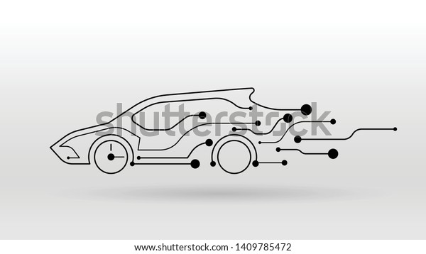 Autonomous
artificial Intelligence smart car vector
icon
