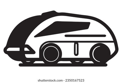 Icono lineal Autónomo del automóvil. Símbolo de esquema del concepto de vector de auto-conducción
