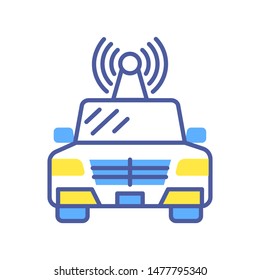 Autonomous car color line icon. Self driving concept. Driverless auto. Pictogram for web page, mobile app, promo. UI/UX/GUI design element. Editable stroke.