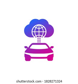 autonomous car, connected to cloud icon