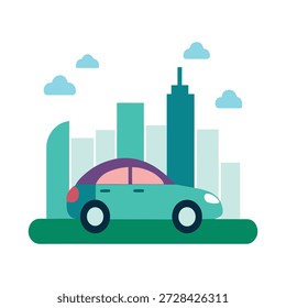 Automóvil autónomo que navega sin problemas a través del entorno de la ciudad inteligente con infraestructuras conectadas y redes digitales