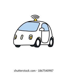 icono del doodle de coche autónomo, ilustración del vector