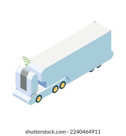 Autonomous car driverless vehicle robotic transport isometric composition with isolated image of futuristic carrier vehicle vector illustration