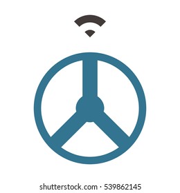 Autonomous car - Driving wheel - Flat colored icon - Blue