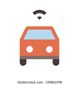 Autonomous car  - Flat colored icon - Red