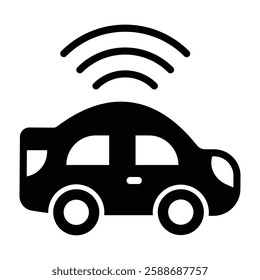 Autonomous Car Glyph Icon Design For Personal And Commercial Use