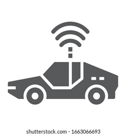 Autonomous car glyph icon, technology and future car, self driving sign, vector graphics, a solid pattern on a white background, eps 10