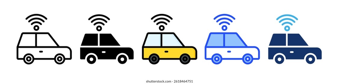 Colección Autónoma Del Icono Del Coche Con Estilos Múltiples