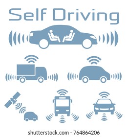 Autonomous car icon. Driver assistance system.