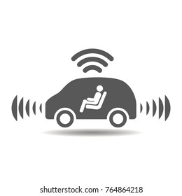 Autonomous Car Icon. Driverless Vehicle.