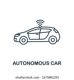 Autonome Auto-Symbol aus der Iot-Sammlung. Einfache Zeile Autonome Autos Symbol für Vorlagen, Webdesign und Infografiken
