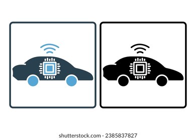 autonomous car icon. icon related to device, artificial intelligence. solid icon style. simple vector design editable