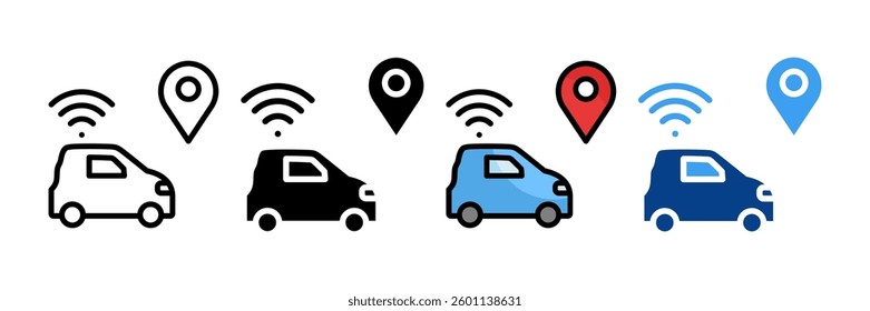 Autonomous Car Icon Set Multiple Style Collection