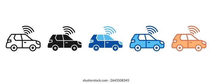 Autonomous Car Icon Set Multiple Style Collection