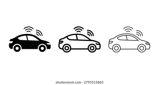 Autonomous car icon silhouette vector outline and line art