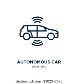 autonomous car icon from smart home collection. Thin linear autonomous car, autonomous, internet outline icon isolated on white background. Line vector autonomous car sign, symbol for web and mobile