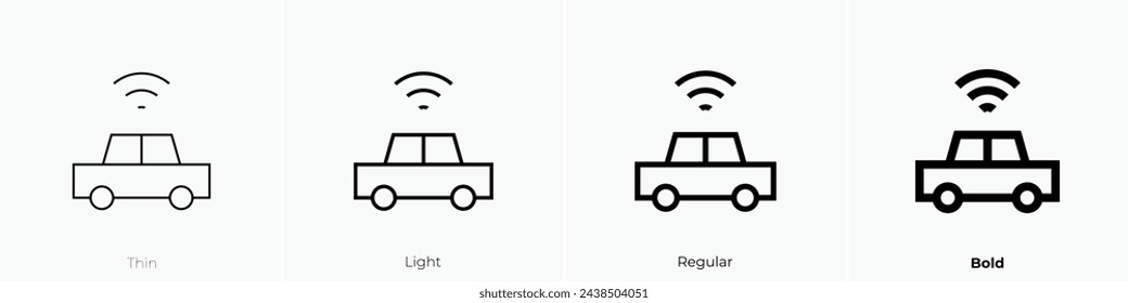 autonomous car icon. Thin, Light Regular And Bold style design isolated on white background