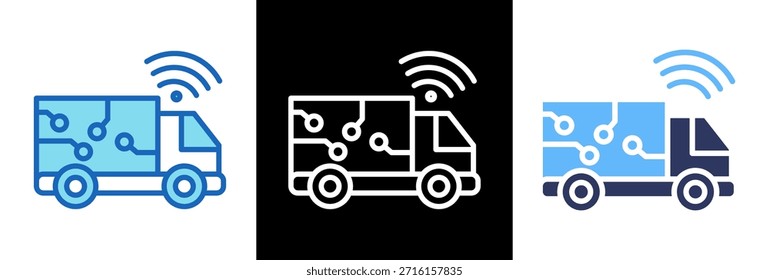 Autonome Auto Symbol dreifach-Stil Vektorgrafik