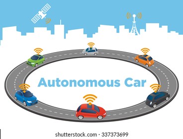 Autonomous Car Image Illustration, vector