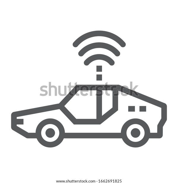 Autonomous car line icon, technology and future car,\
self driving sign, vector graphics, a linear pattern on a white\
background, eps 10