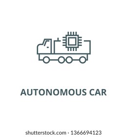 Autonomous car line icon, vector. Autonomous car outline sign, concept symbol, flat illustration