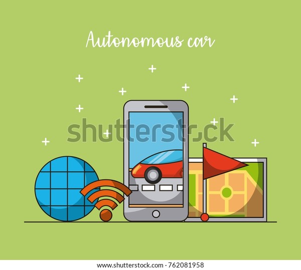 autonomous car mobile phone app gps navigation flag\
signal map