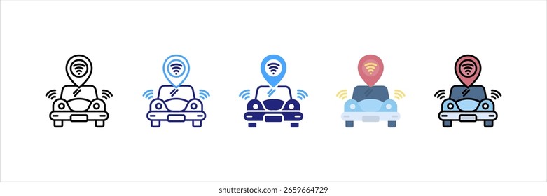 Autonome Auto Multi-Style-Symbolsatz