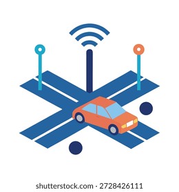 Automóvil autónomo que navega por la intersección de la ciudad inteligente con coordinación de tráfico avanzada