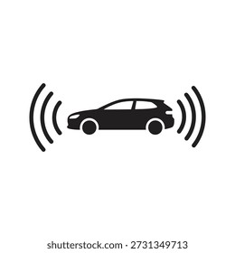Sensor de radar de coche autónomo Icono de señal Icono de Vector Tecnología de vehículo inteligente Navegación de automóviles sin conductor Movilidad Seguridad de transporte futurista Sistema artificial