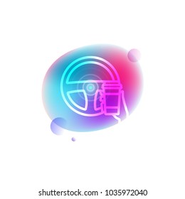 Autonomous car related vector icon in white outline style on neon gradient background.