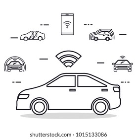 autonomous car set icons
