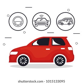 autonomous car set icons