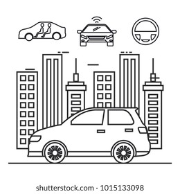 autonomous car set icons