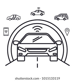 autonomous car set icons