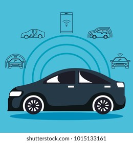 autonomous car set icons