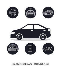 autonomous car set icons