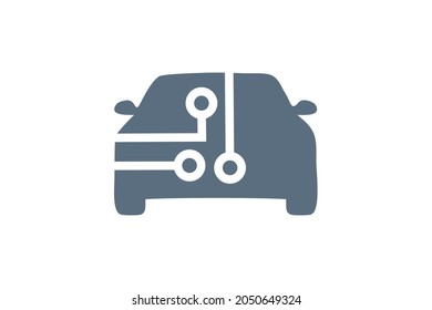 Autonomous car with the signal circuit icon vector logo