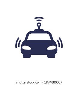 autonomous car, smart vehicle icon on white